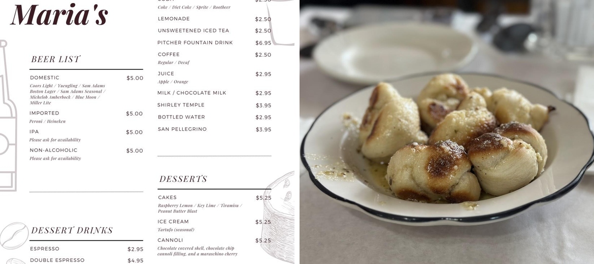 Mama Maria's Ristorante & Pizzeria Menu