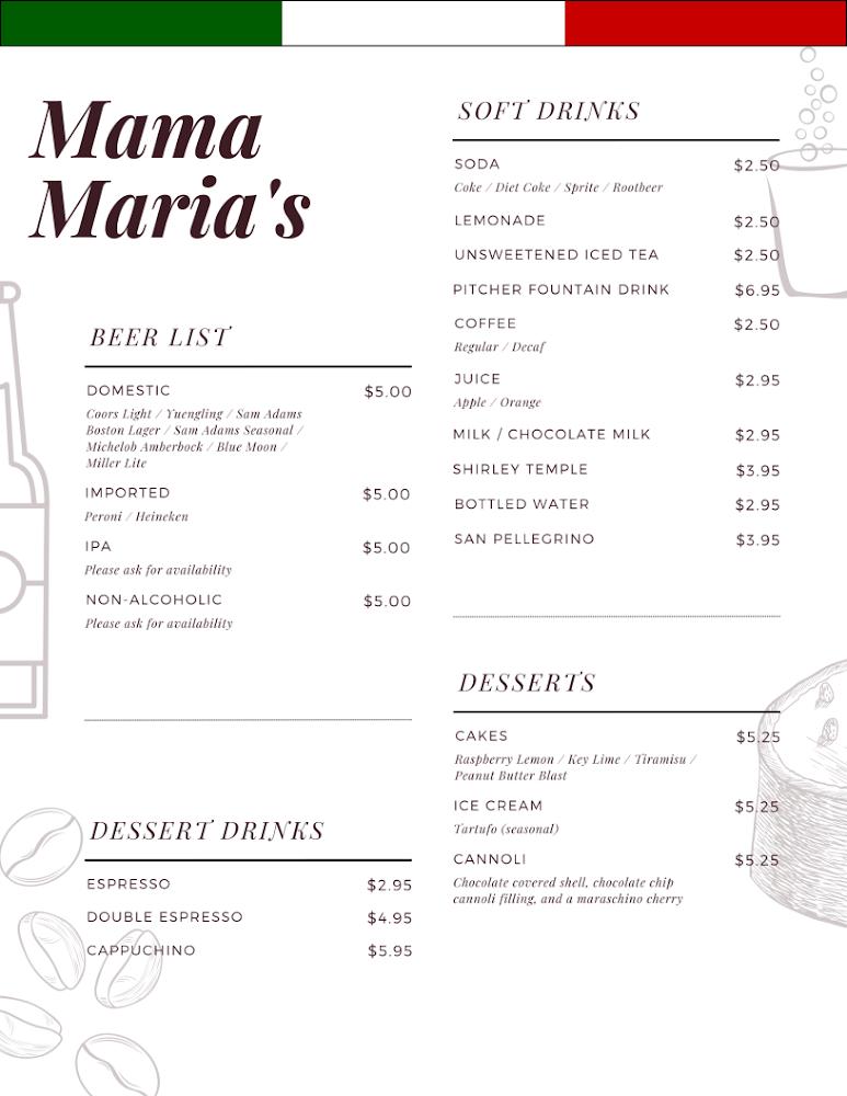 Mama Maria's Ristorante & Pizzeria Menu image 4